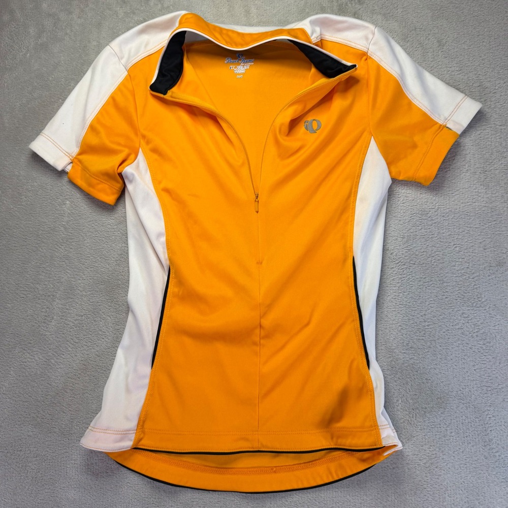 Pearl Izumi Women Select Cycling Jersey Orange White Short Sleeve Half Zip Small